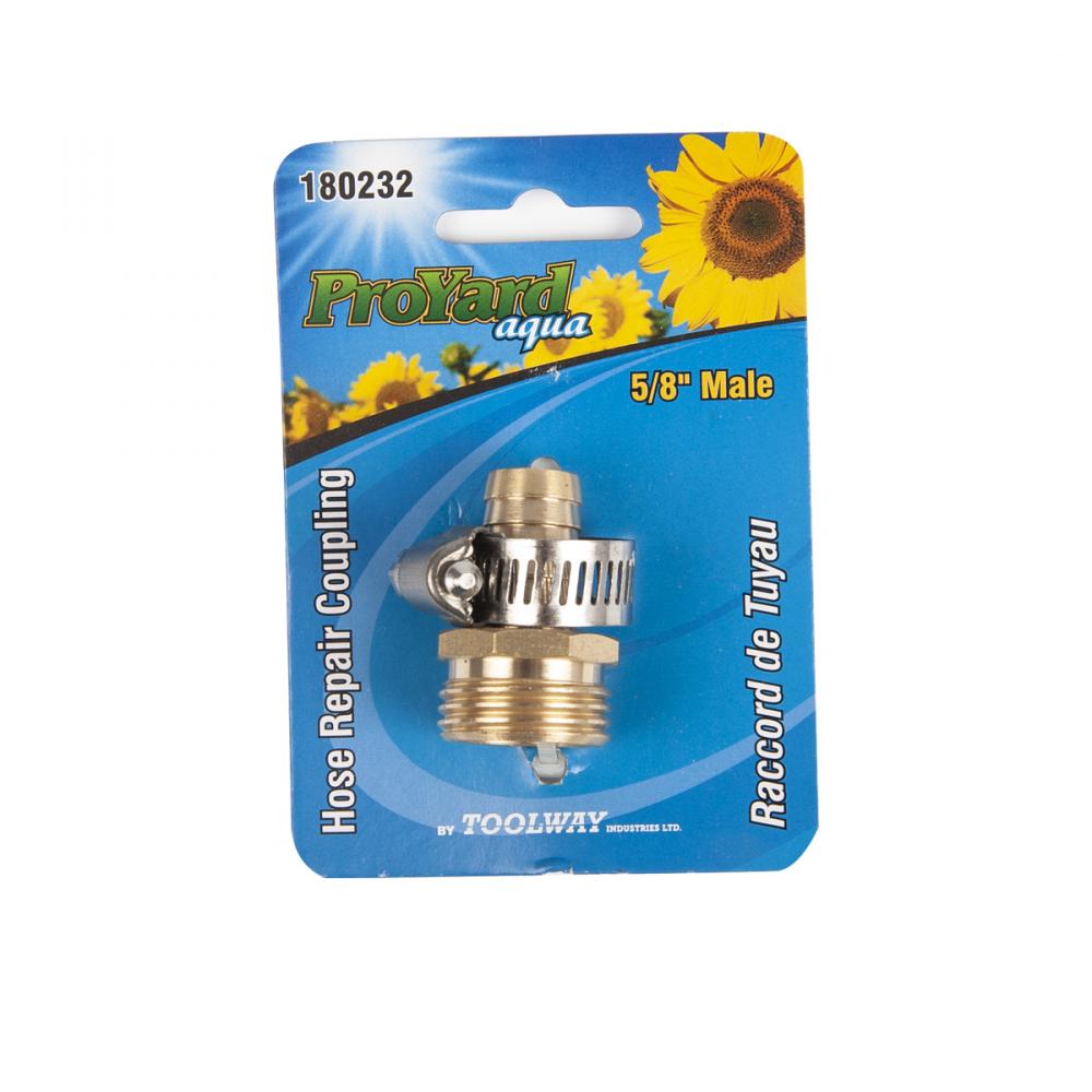Brass Male Hose End Replacement w/Clamp 5/8&#34;