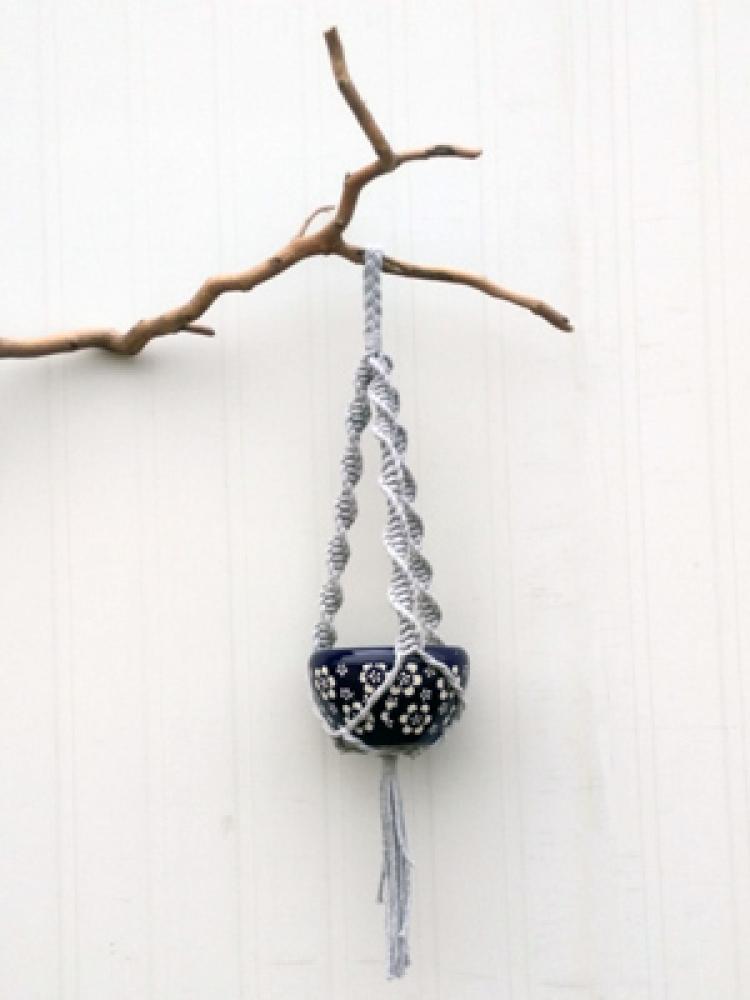 Planter Hanger Macrame Cotton Rope Style B 31in Grey
