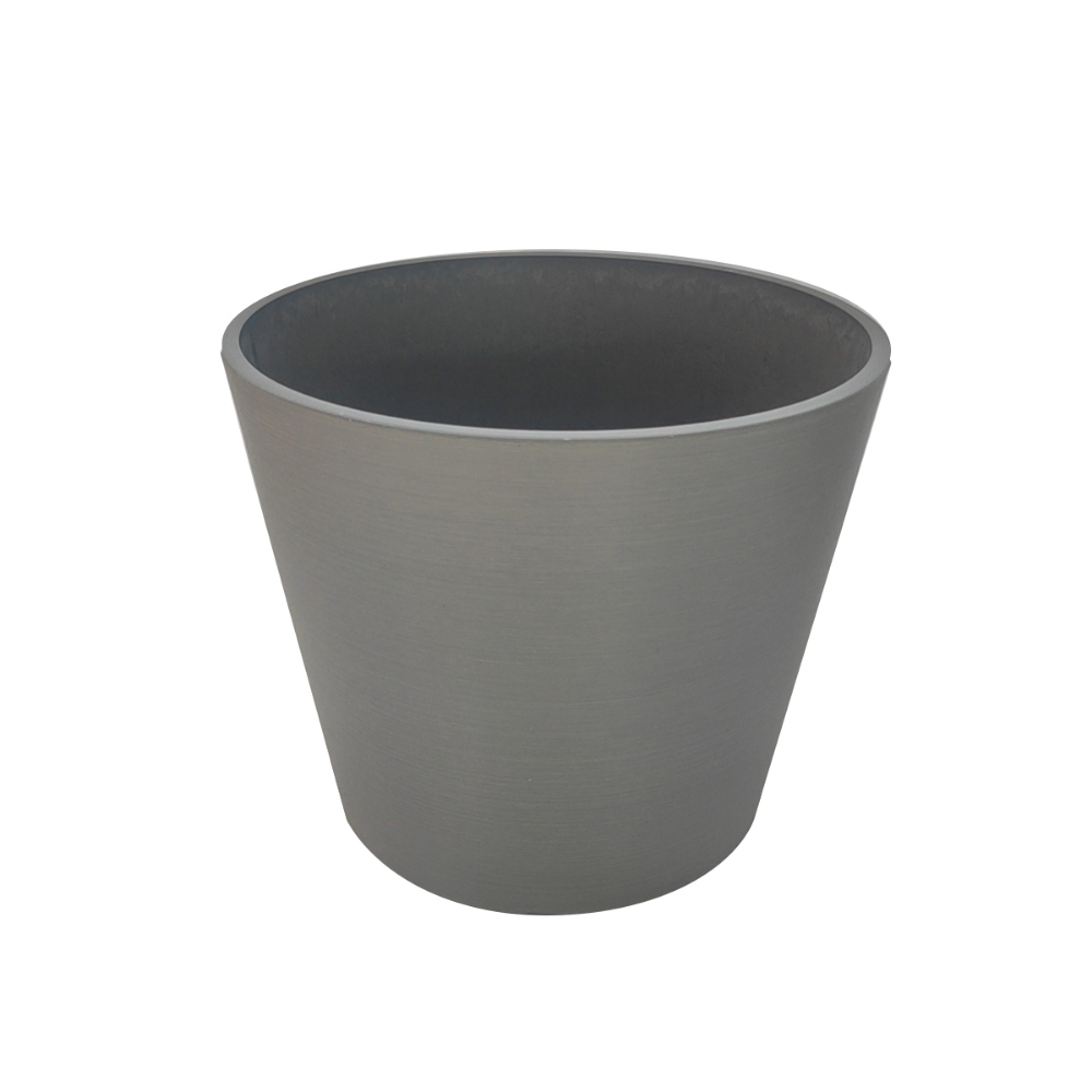 Planter Composite Round Taper 12in x 10in Pewter