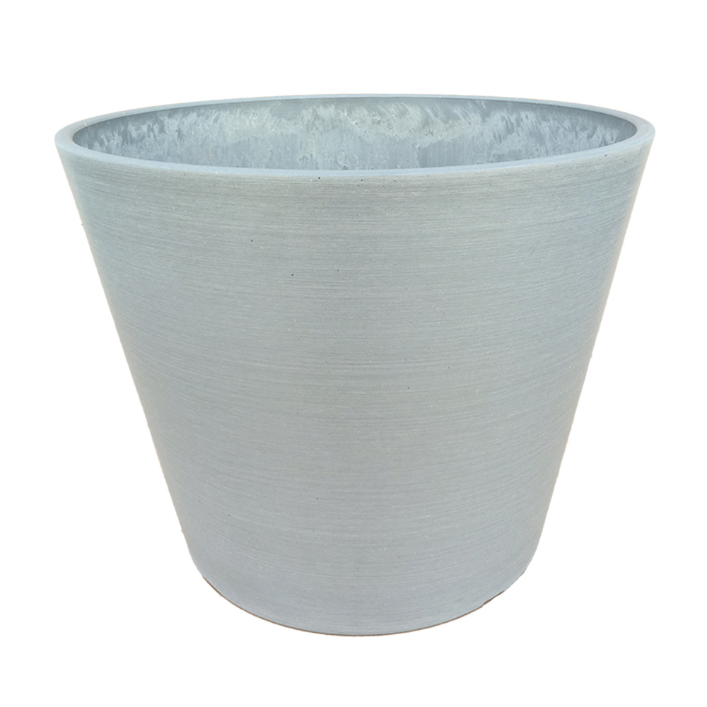 Planter Composite Round Taper 20in x 16in Pewter