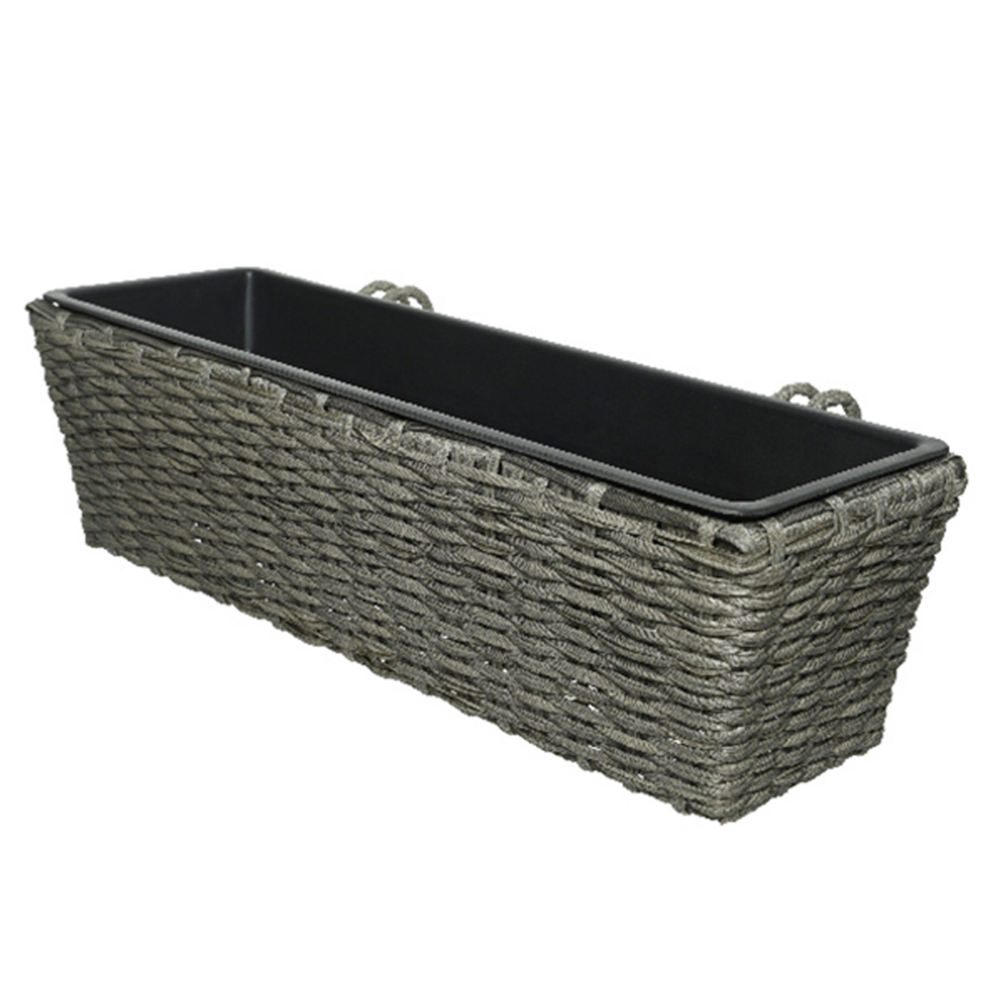 Camille Polyrattan Rectangular Planter 23.5 x 7.5 x 6.9in Anthracite