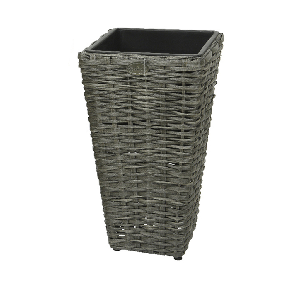 Camille Polyrattan Square Planter 11 x 11 x 19.7in Anthracite