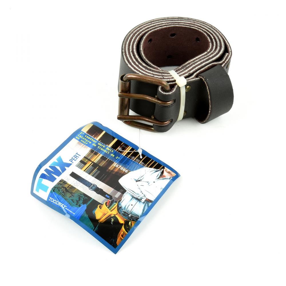 Tool Belt Leather 2in Wide Double Needle Buckle Top Grain Oil Tanned