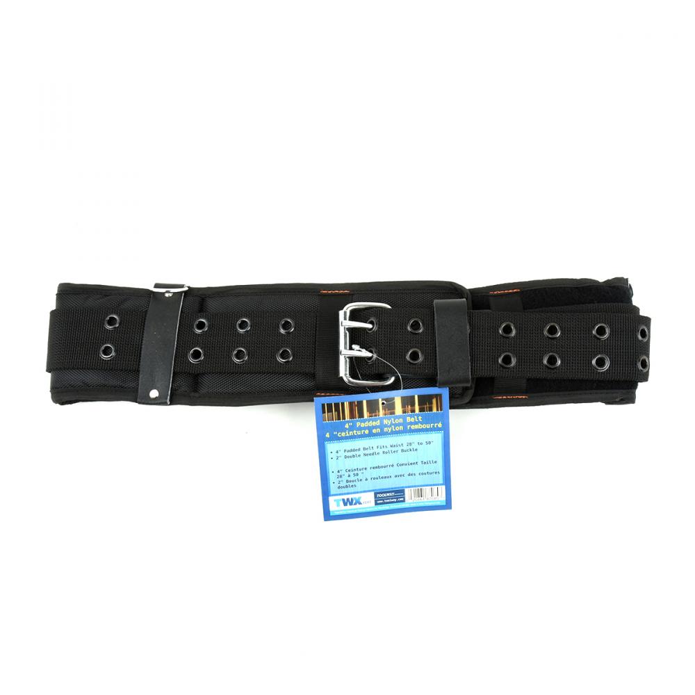 Tool Belt Padded Nylon & Leather 4in Wide Double Needle Buckle