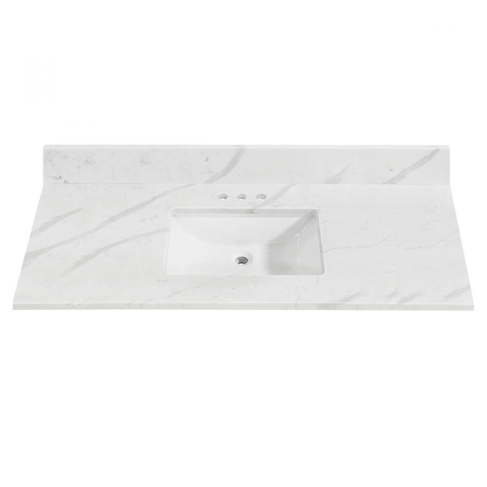 Eng. Marble Top Rectangle Undermount Sink 49in x 22in Wht/Gry