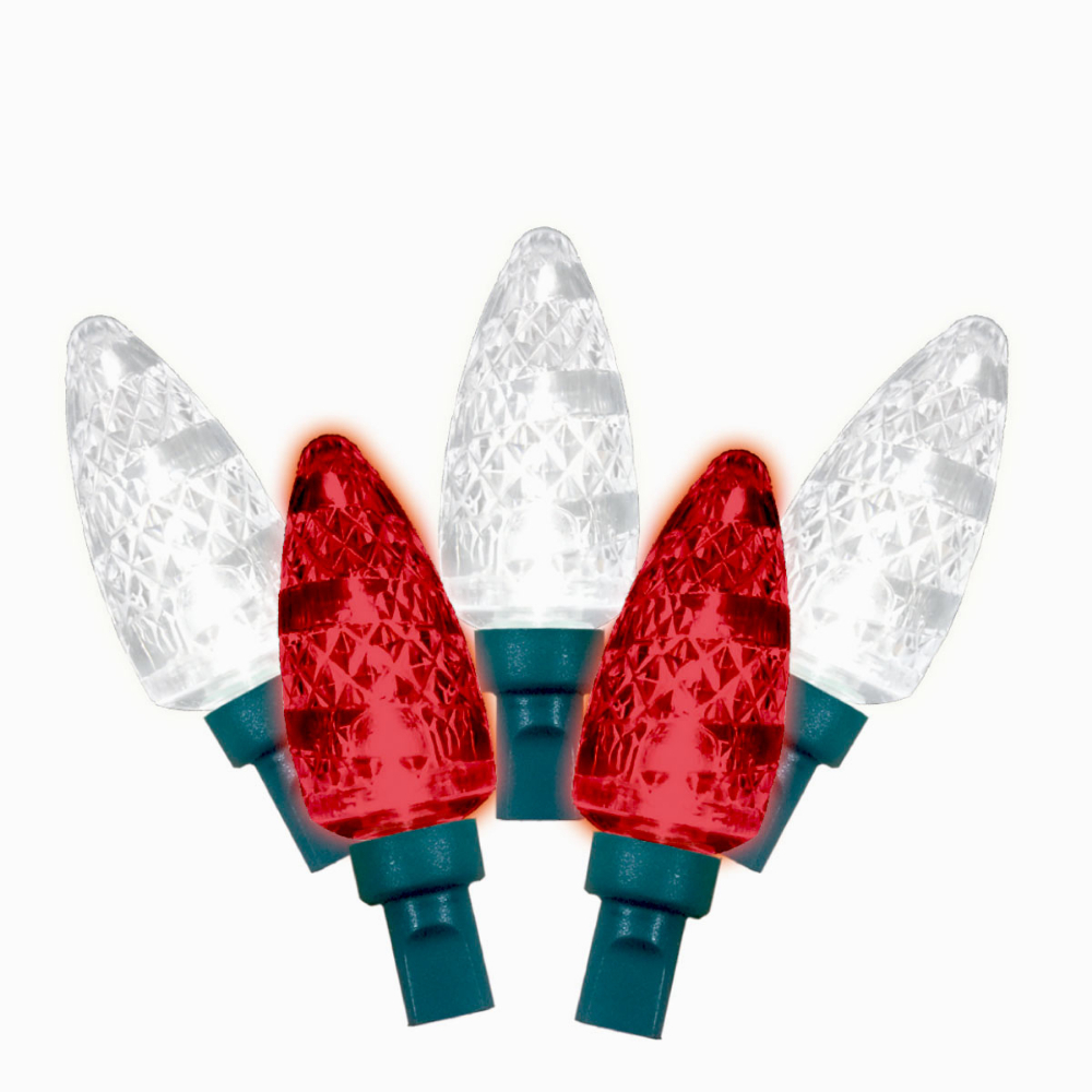 LED String Lights C9 Swirl 30 Red/Pure White 19.3&#39;