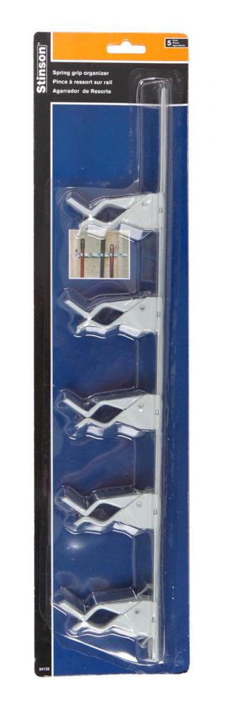 Wall Mount Storage Track With 5 Clips 17in White