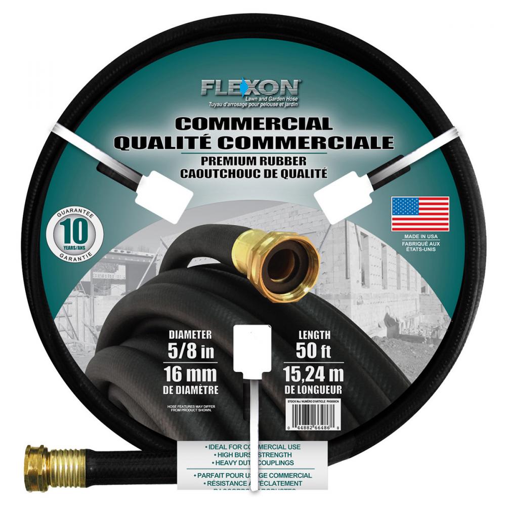 Water Hose Professional All Weather Rubber 5/8in x 50ft Black