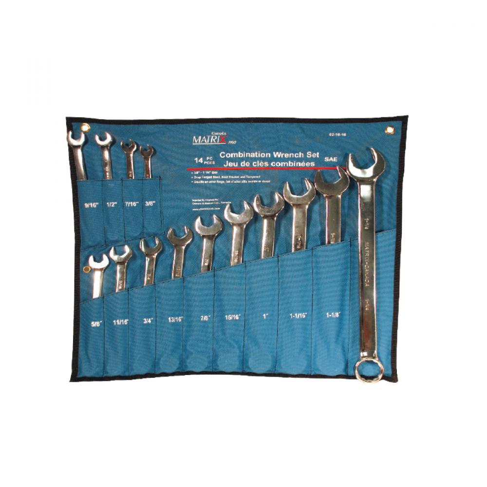 14PC Combination Wrench V-Groove SAE Set