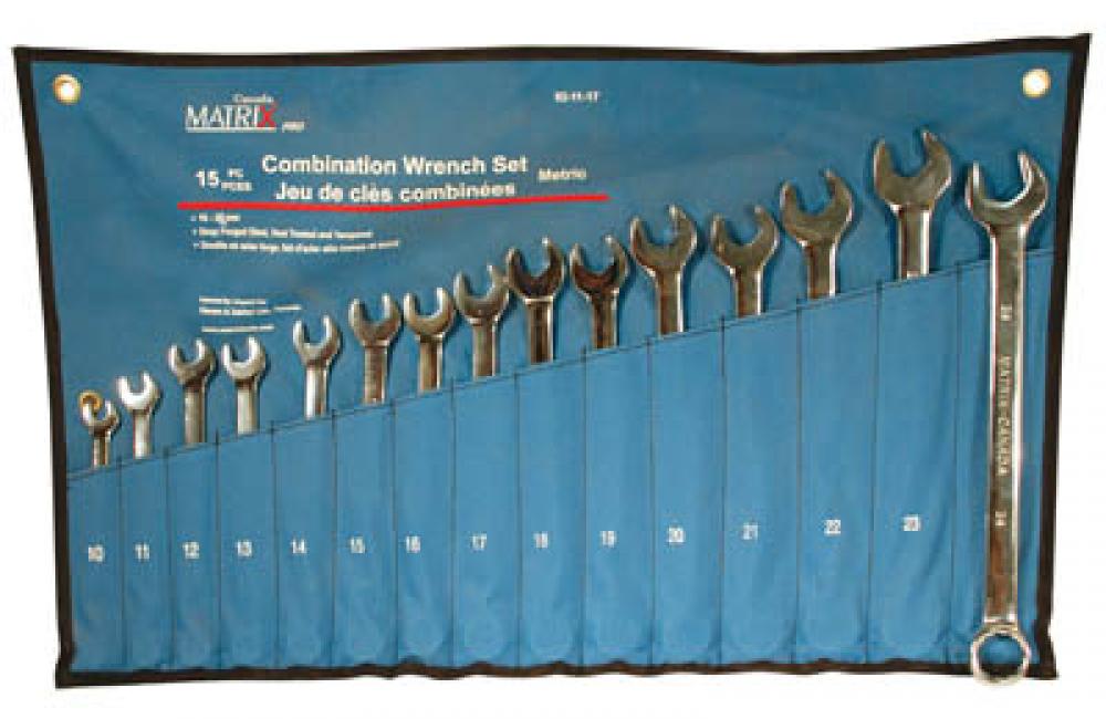 15PC Combination Wrench V-Groove Metric Set