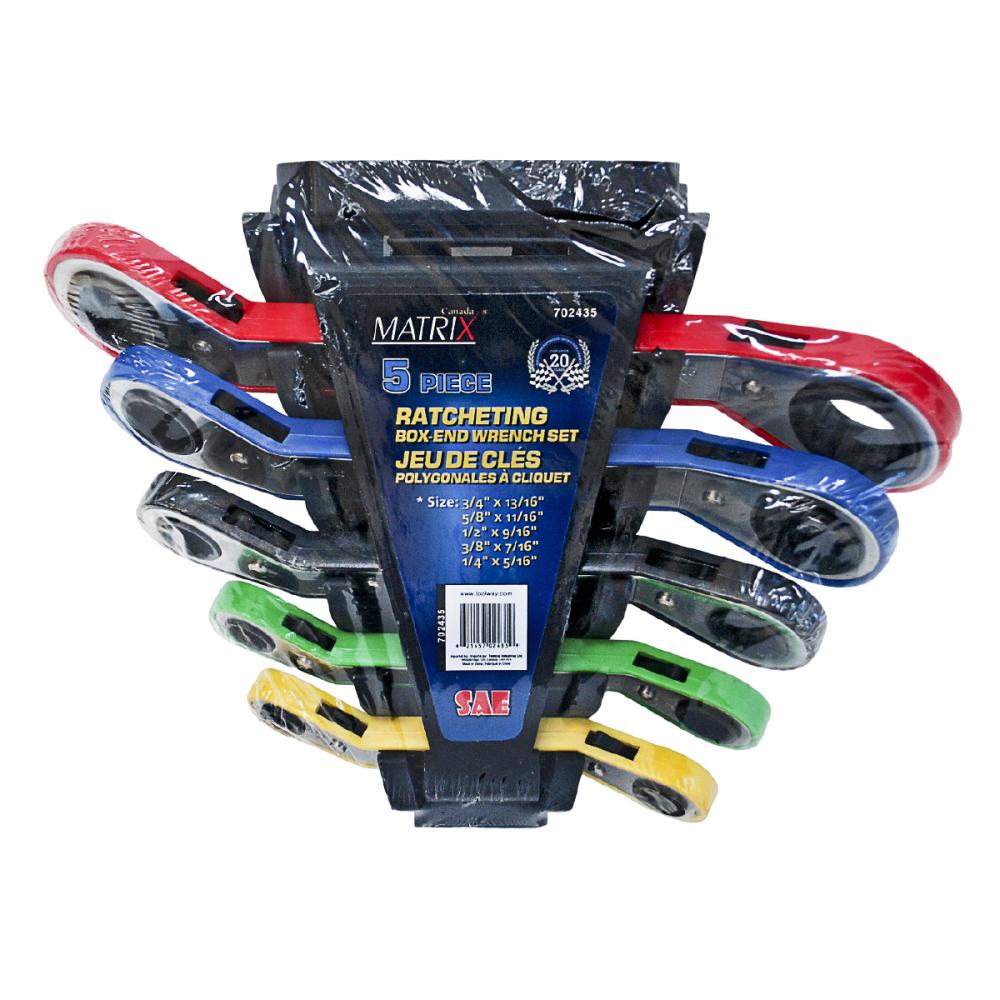 Ratcheting SAE Wrench Box End 5pc