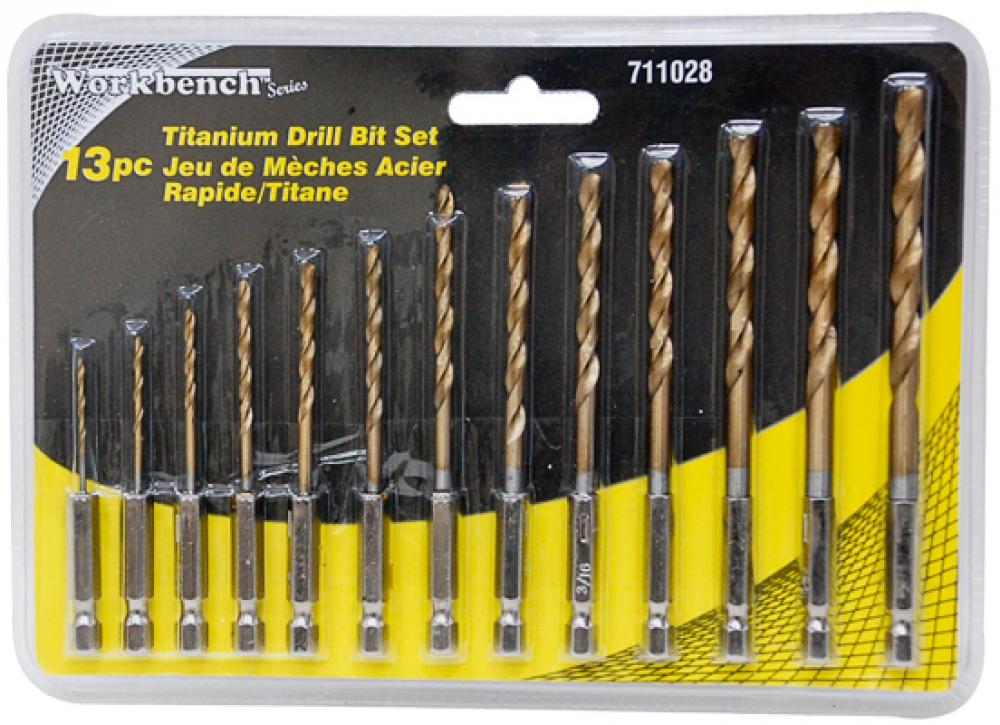 13PC Drill Bit HSS Titanium Hex Shanks Set