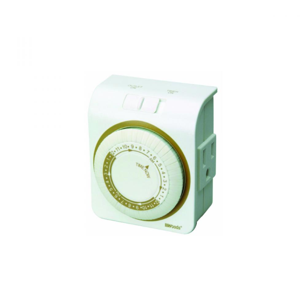 Indoor 24-Hour Mechanical Timer with Grounded Outlet