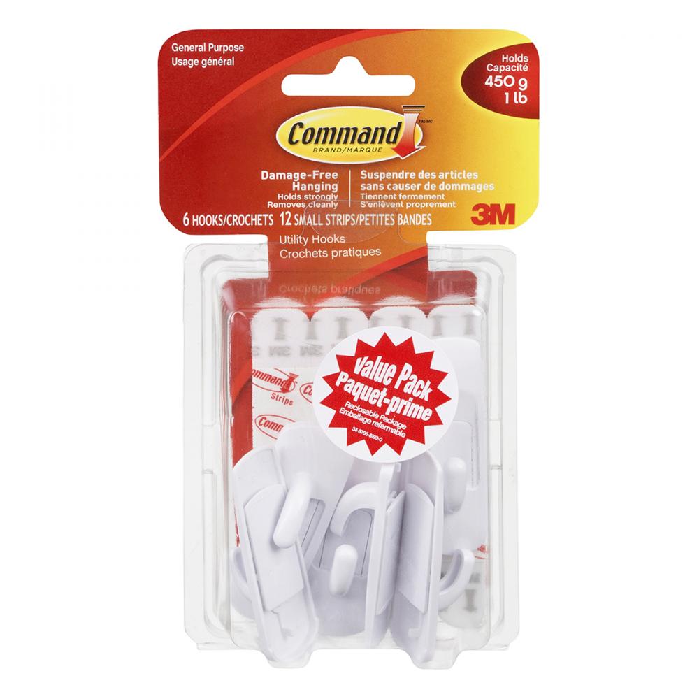 Command™ Utility Hook Small White 1Lb 2Pk
