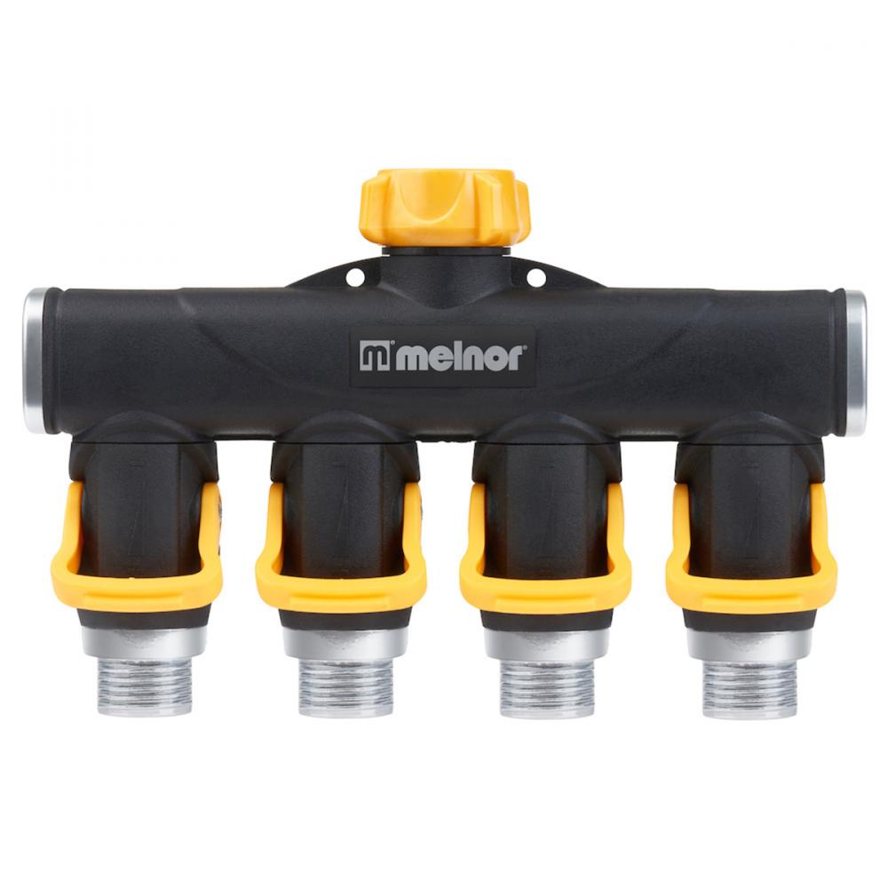 EZ-Flow Metal 4-Outlet Control Valve Threaded Flip Shut Off