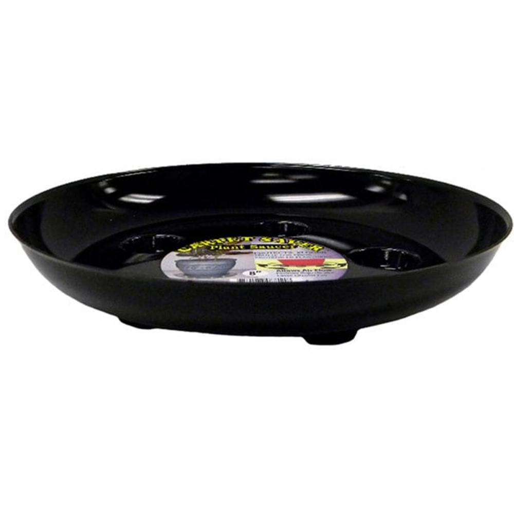 Plant Saucer Black Vinyl Heavy Footed Round 12in