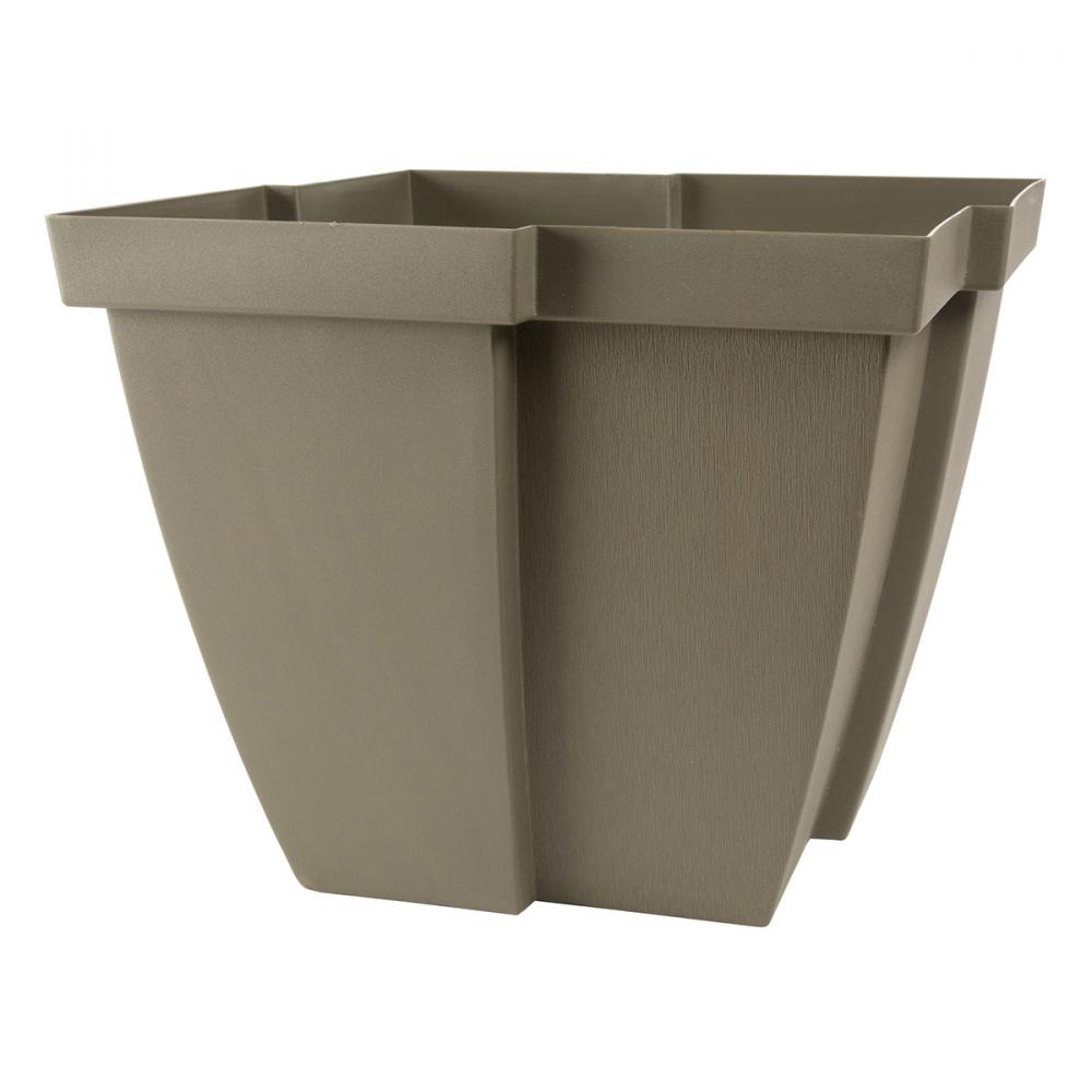 Quattro Contemporary Planter Plastic Square 15.5x15.5x13.25in Cappuccino