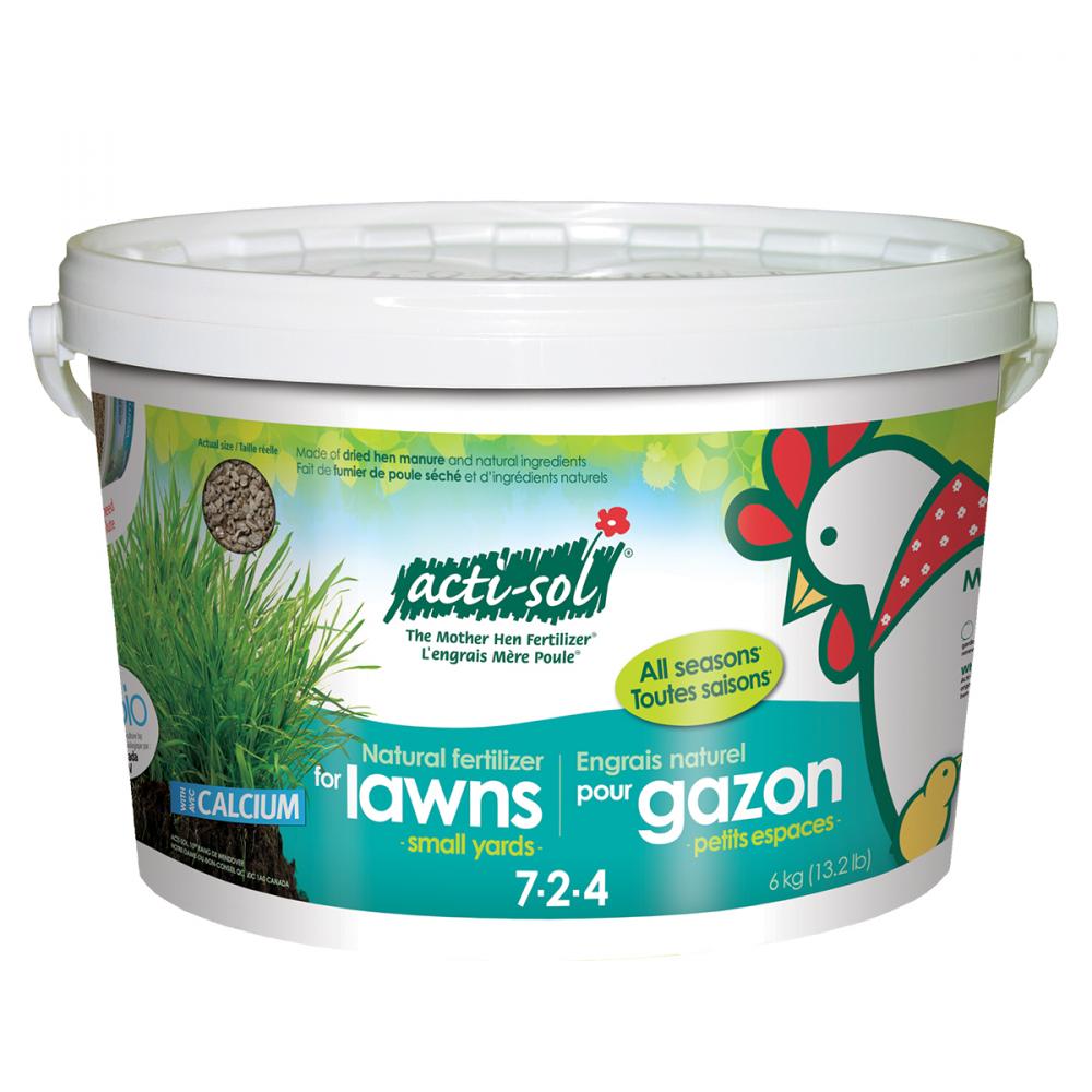 Acti-Sol Natural Lawn Fertilizer For Small Size Yards 6Kg 7-2-4