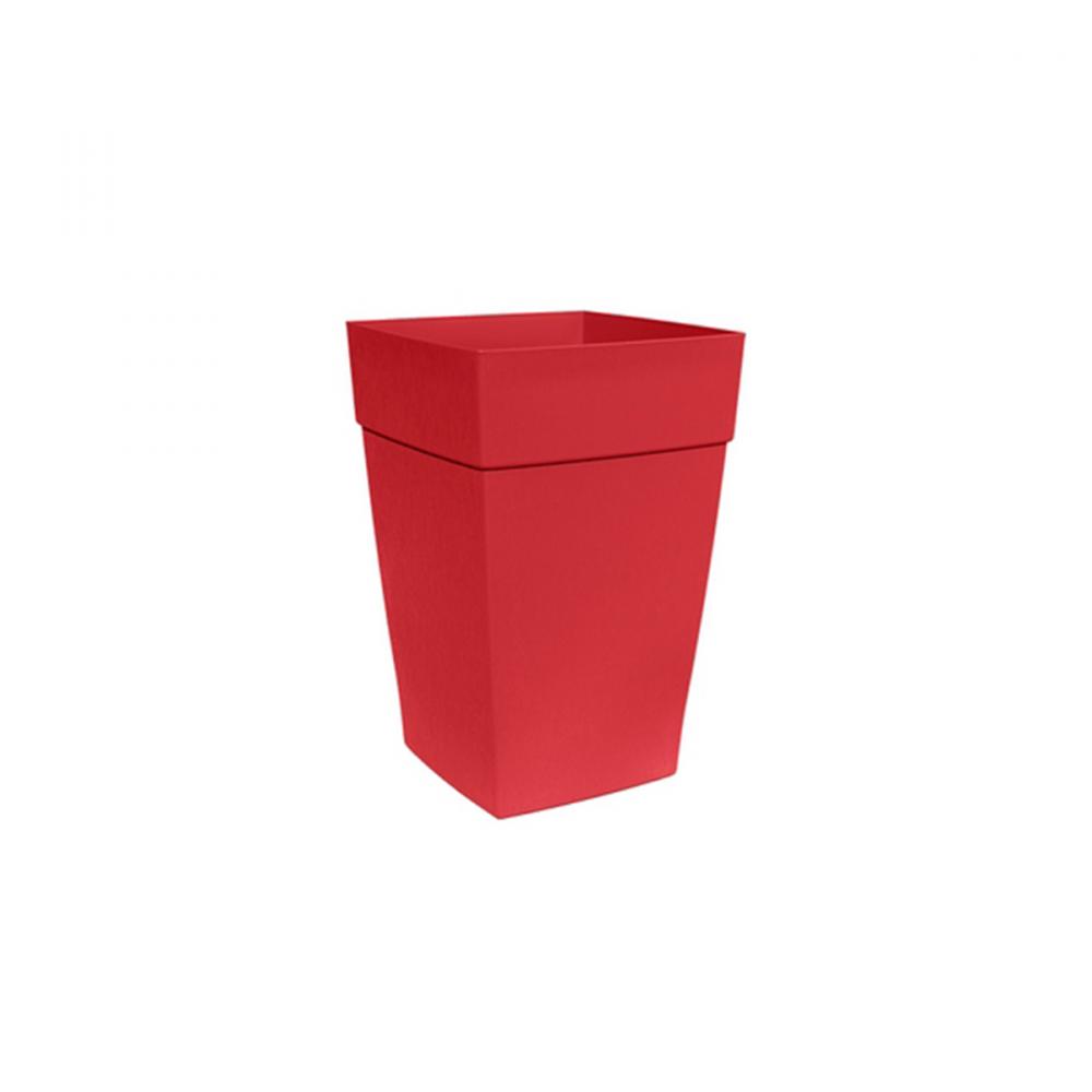 Harmony Self-Watering Planter Plastic Tall Square 8x8x12 Red
