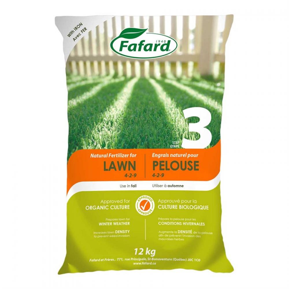 Fafard Natural Lawn Fertilizer for Fall with Iron 1%  4-2-9  12kg
