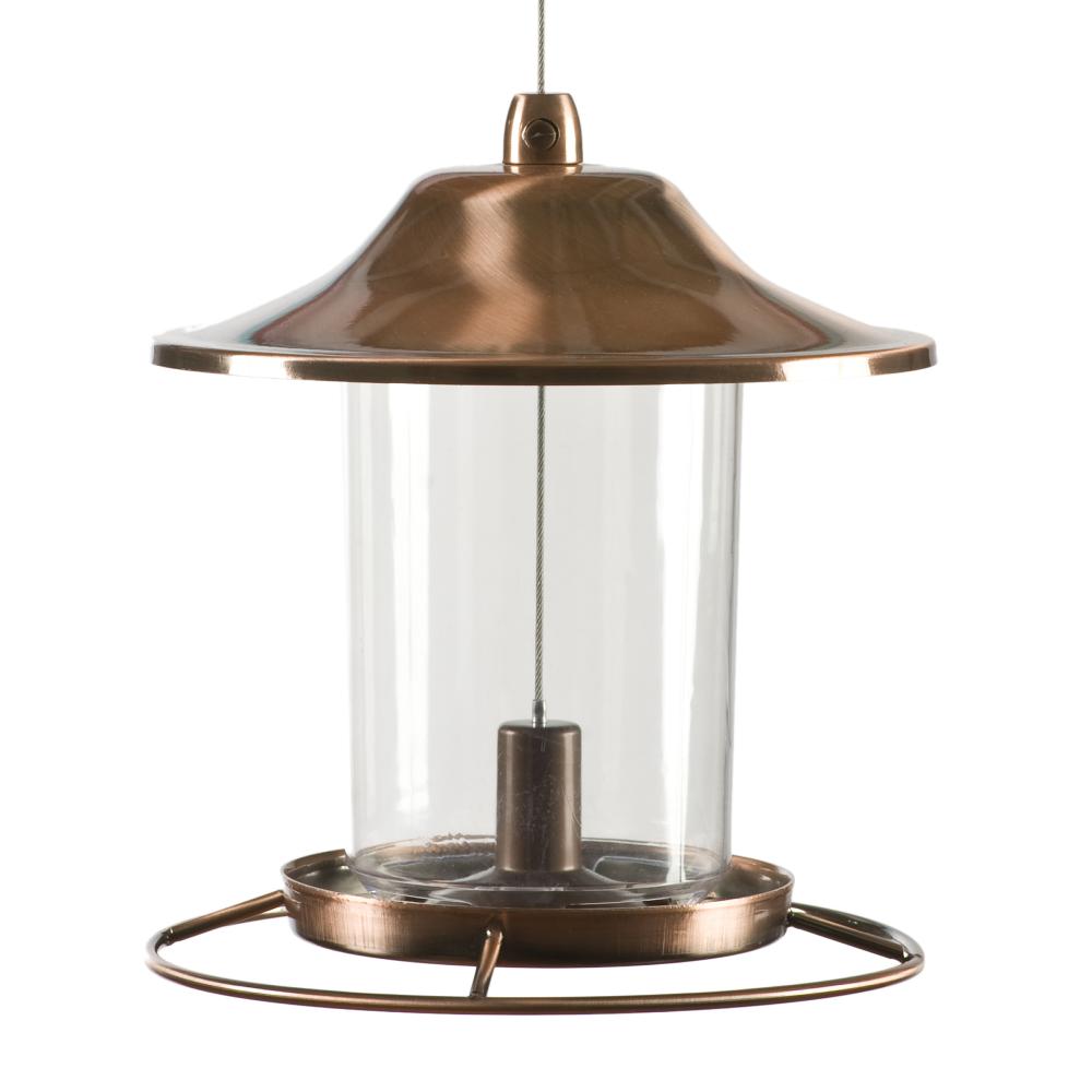 Wild Bird Feeder Panorama Antique Copper Holds 2Lb of Seeds