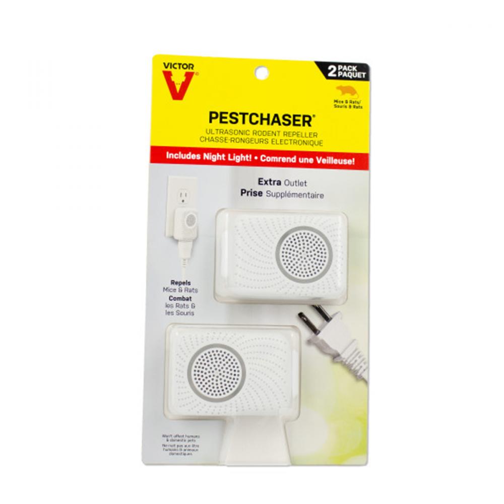 2PC Pestchaser Ultrasonic Rodent Repellent with Nightlight & Outlet