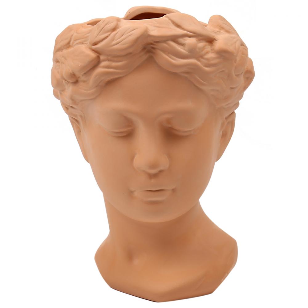 Odessa Ceramic Head Planter 5.4 x 5.1 x 7.4in Terracotta