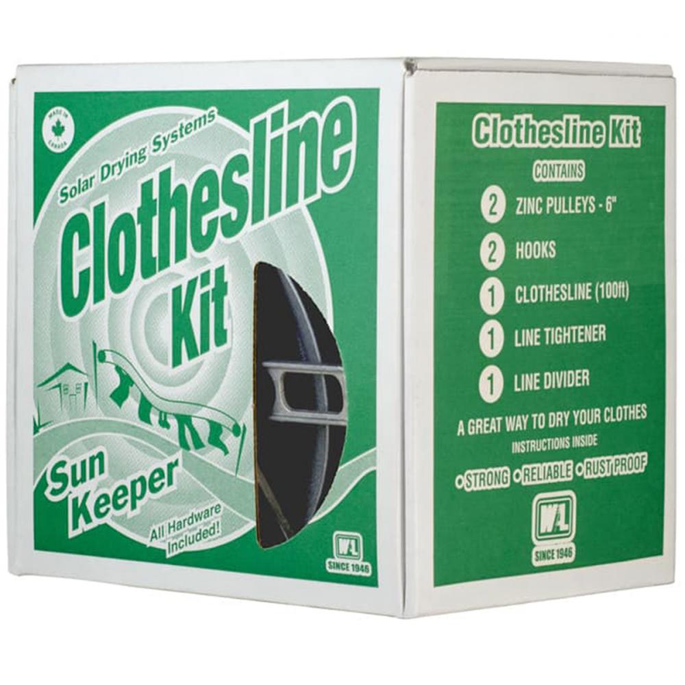 Sunkeeper Clothesline Kit 100ft 6in Pulley