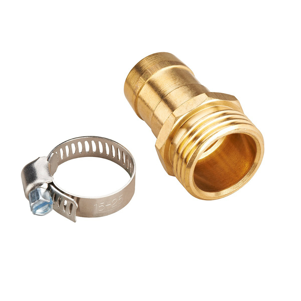 Brass Hose Repair Coupling Male 3/4in W/Clamp