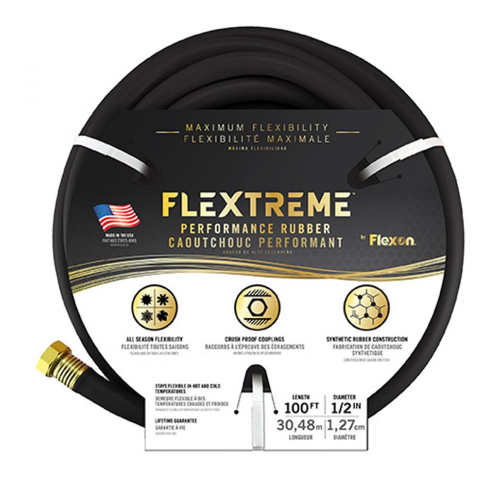 Water Hose Flextreme Synthetic Rubber 1/2in x 100ft Black