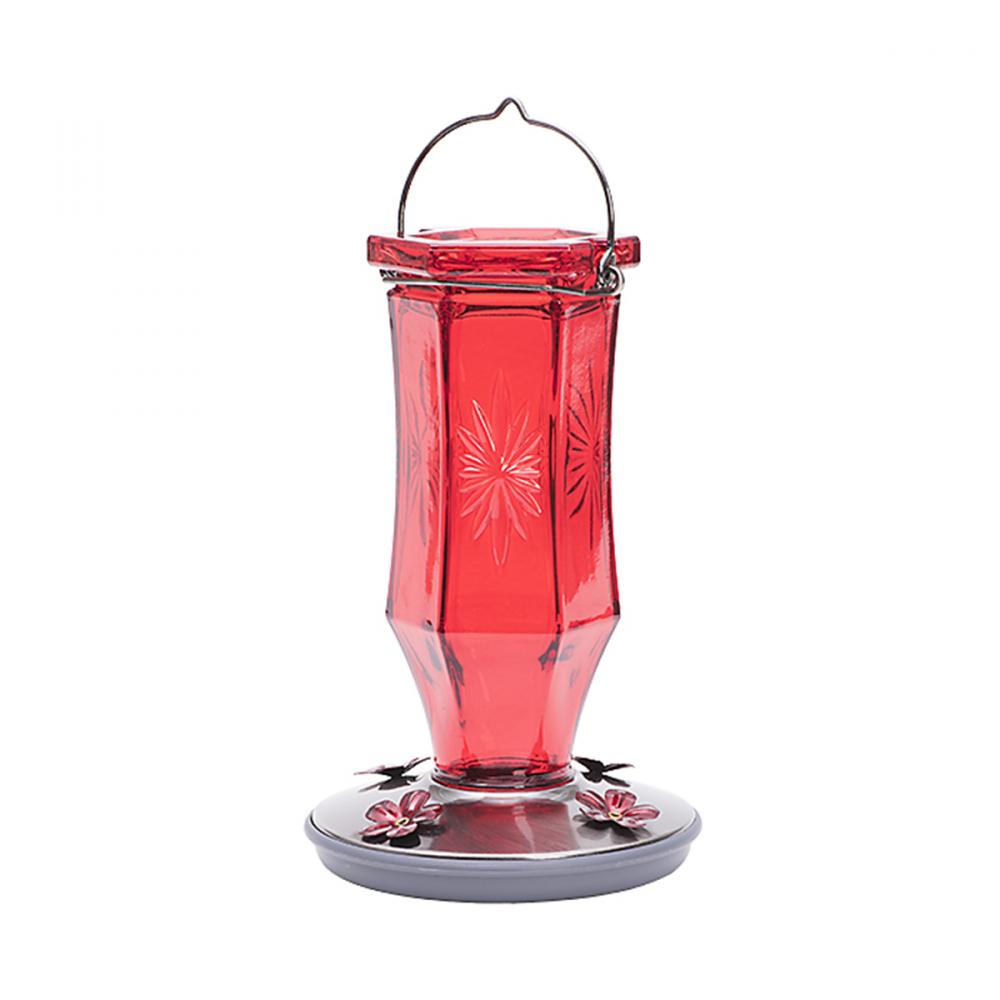 Hummingbird Feeder Vintage Ruby Starburst 16oz