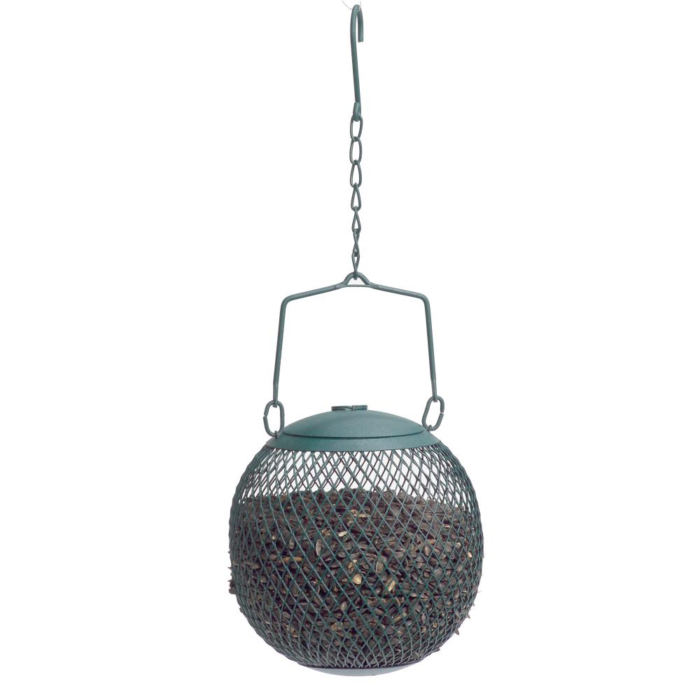 Wild Bird Feeder Metal Mesh Ball Green Holds 1.12Lb of Sunflower Seeds
