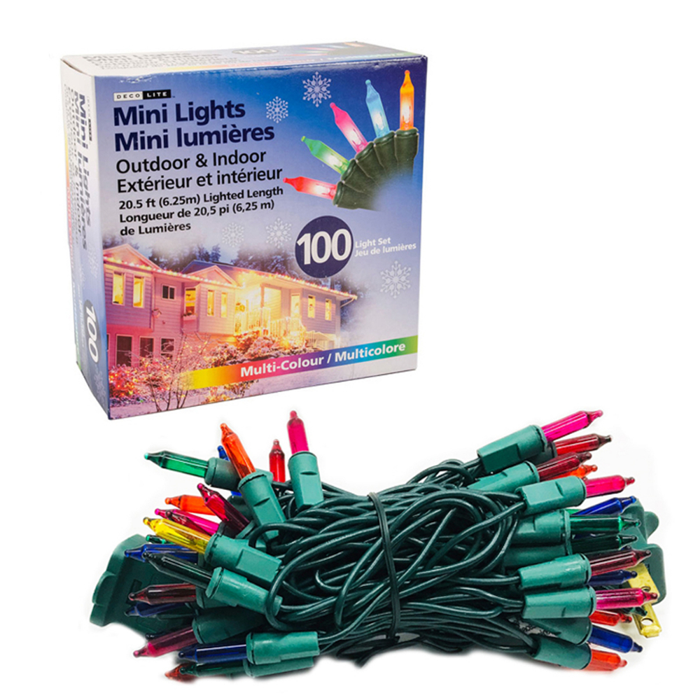 Incandescent String Lights Mini Indoor/Outdoor 100 Multi 20.5&#39;