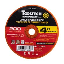 Toolway 120835 - 10Pc Diamond Dry Polishing Pad 4in 200grit