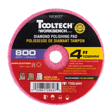 Toolway 120837 - 10Pc Diamond Dry Polishing Pad 4in 800grit