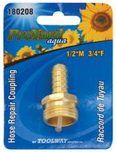 Toolway 180208 - Brass Hose Coupling 1/2" Male 3/4" Female