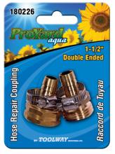Toolway 180226 - Brass Hose Coupling 1/2" Female 1/2" Male w/SS Clamp 2pk