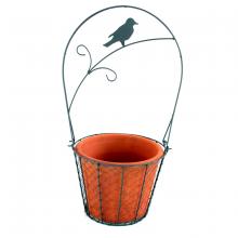 Toolway 184127 - Square Planter With Bird & Jute Bag 10in x 10in