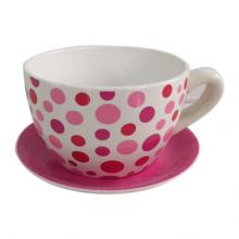 Toolway 184184 - Tea Cup Planter and Saucer 7.5in Dot