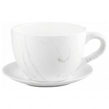 Toolway 184214 - Tea Cup Planter & Saucer Carrara 10in (25.4cm)