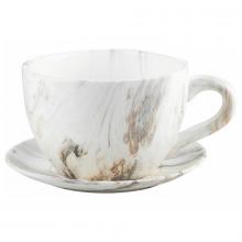Toolway 184234 - Tea Cup Planter & Saucer Calacatta 9in (23cm)
