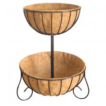 Toolway 184399 - Two-Tiered Wire Planter Basket with Coco Liner 18in and 23in Gloss Black