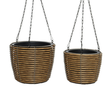 Toolway 184626 - 2Pc Jolie Polyrattan Hanging Planter Set Light Brown