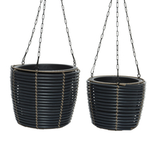 Toolway 184627 - 2Pc Jolie Polyrattan Hanging Planter Set Anthracite