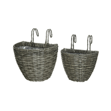 Toolway 184631 - 2Pc Camille Polyrattan Hanging Balcony Planter Set Anthracite