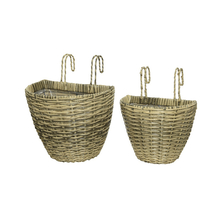 Toolway 184632 - 2Pc Camille Polyrattan Hanging Balcony Planter Set Natural
