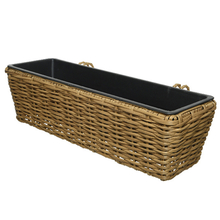 Toolway 184633 - Camille Polyrattan Rectangular Planter 23.5 x 7.5 x 6.9in Light Brown