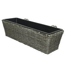 Toolway 184634 - Camille Polyrattan Rectangular Planter 23.5 x 7.5 x 6.9in Anthracite