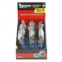 Toolway 360091 - 12PC Screwdriver Multi-Bit 7-in-1 With Wall Storage Clip Display