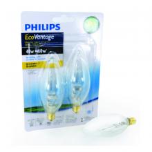 Toolway 542430 - Bulb B10 Halogen Energy Saver Chandelier 40W Candelabra Base 2Pk